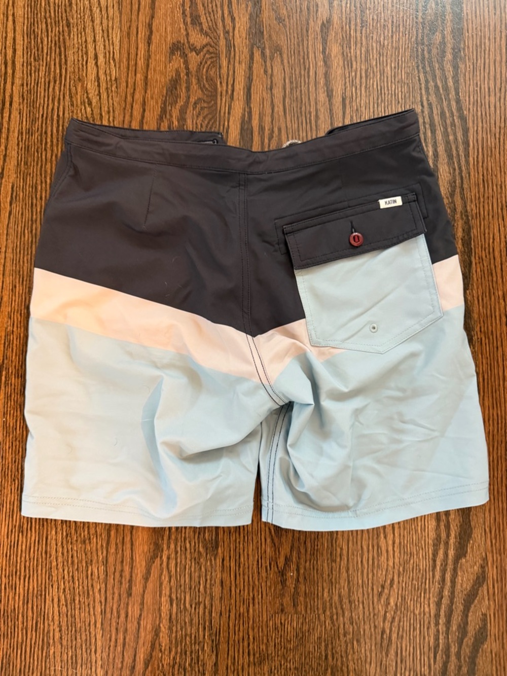Katin Men’s Board Shorts Size 28 Colorblock Surf Swim Trunks Blue Black White - Picture 2 of 3